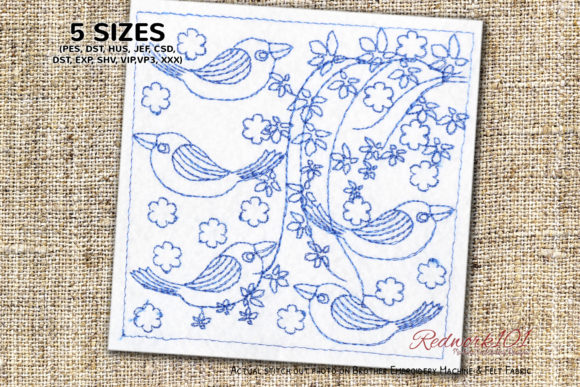 Abstract Bird Pattern Redwork Review