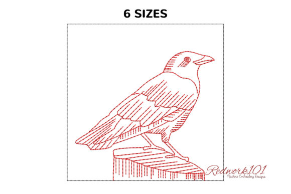 American Crow on Log Redwork Design Review