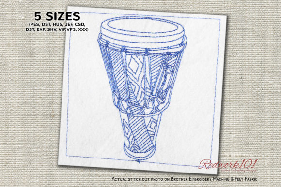 Ashiko Drum Redwork Embroidery Review