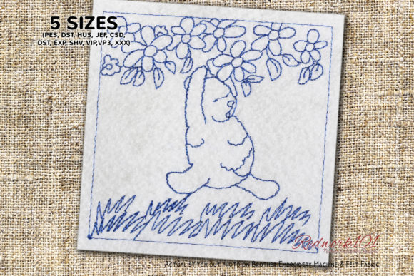 Baby Bear Hanging to Tree Redwork Review