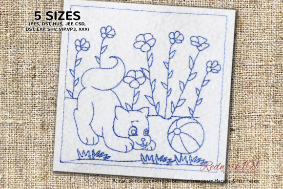 Cute Cat Playing with Ball Embroidery Review