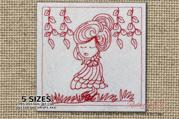 Girl Walking Alone in Garden Embroidery Review