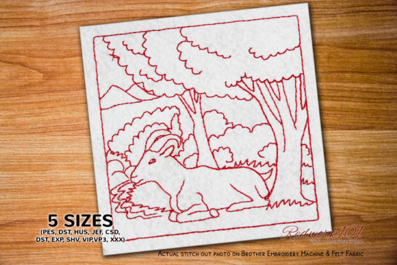 Goat in Farm Redwork Design Review